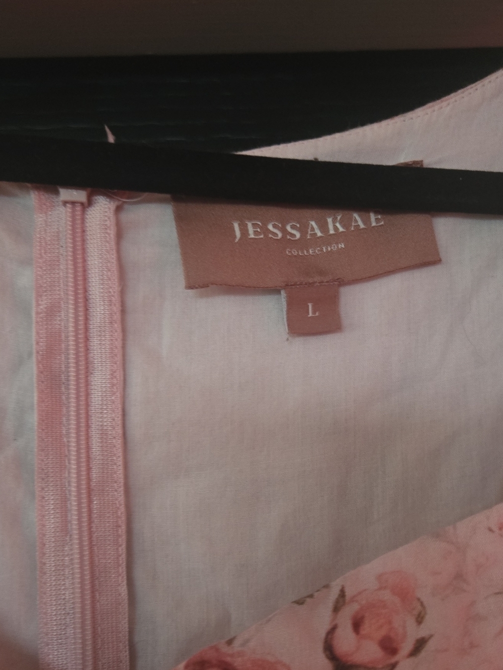 JessaKae Freshly Picked Pink Rose Print Midi Dress with Puff Sleeves Size Large - Picture 2 of 7